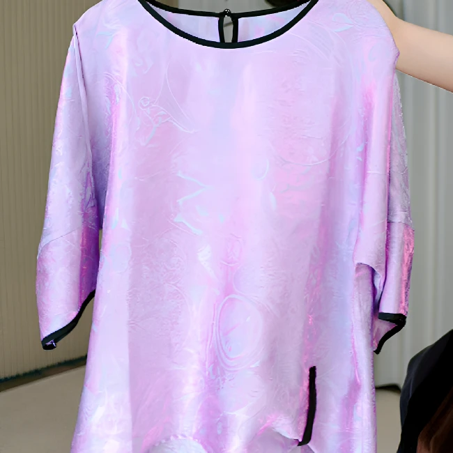 新款2025打底新款显气质印花中高领打底衫百搭休闲夏季