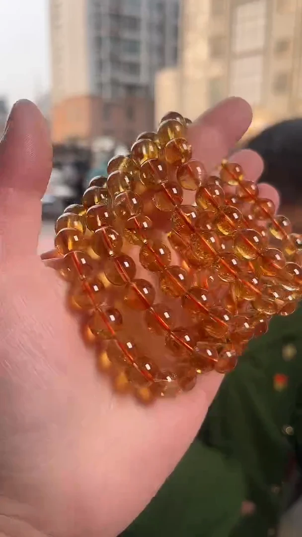 【闪购商品】黄晶手链未镶嵌天然黄塔晶手串多样性发一9mm