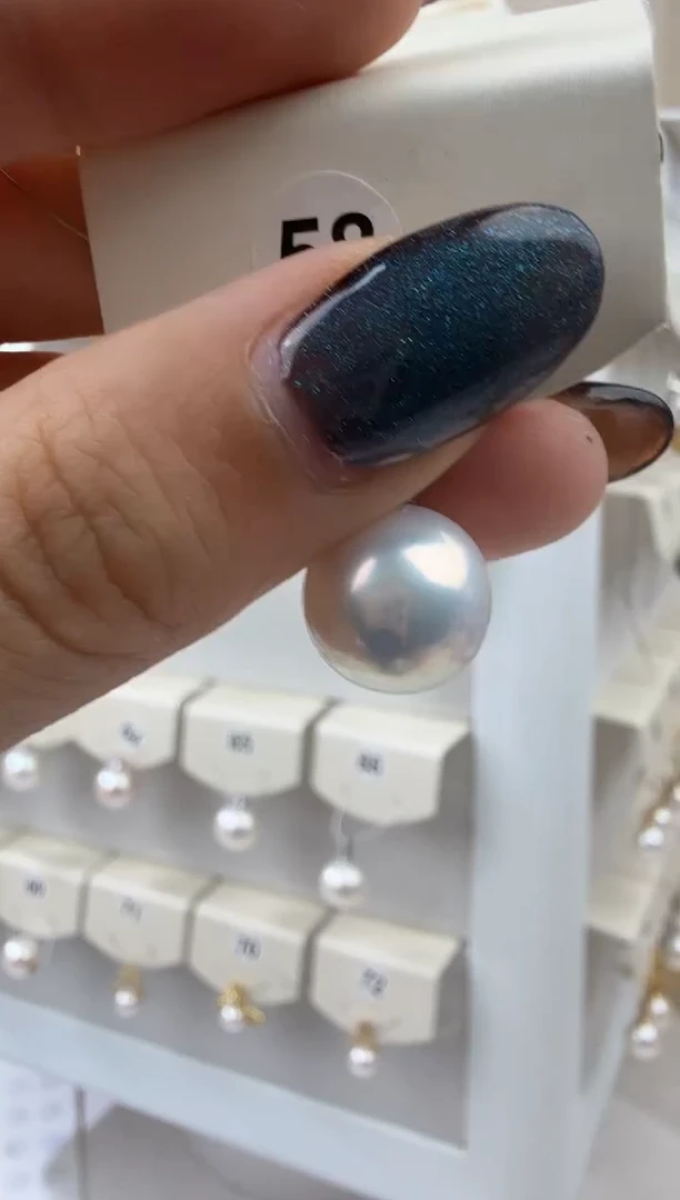 吊坠(赠链)18K金镶嵌淡水珍珠12-13mm瓜子扣吊坠定制