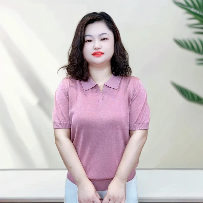 【清爽+透气】夏季兰精天丝短袖（24603）翻领减龄撞色宽松大码女装