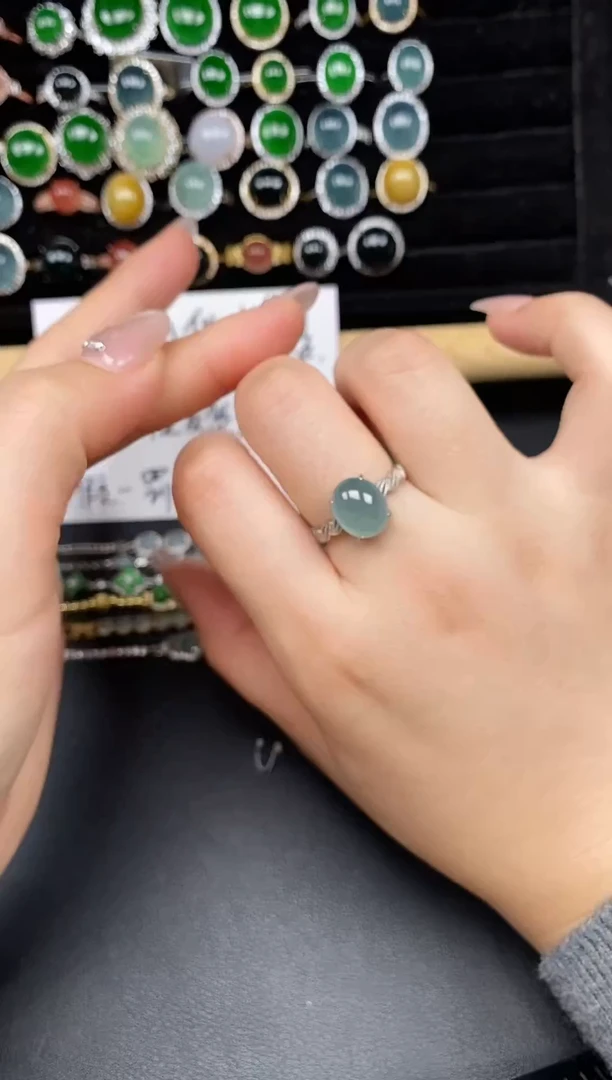 银S925镶嵌戒指翡翠3868