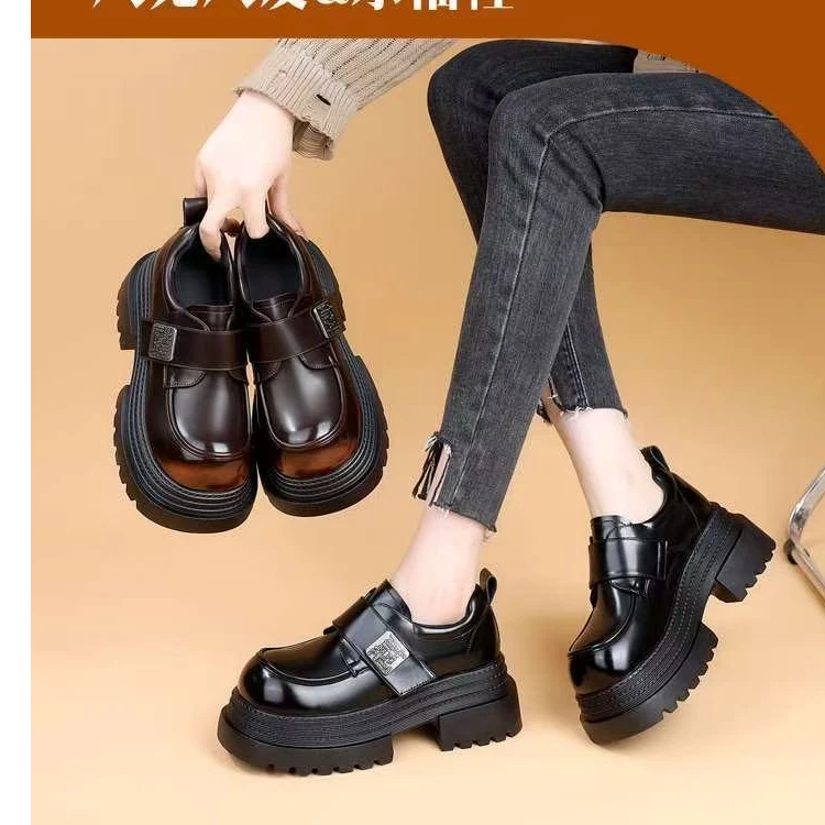 夏季新款英伦风厚底增高休闲圆头乐福鞋（非图片款直播间下单）