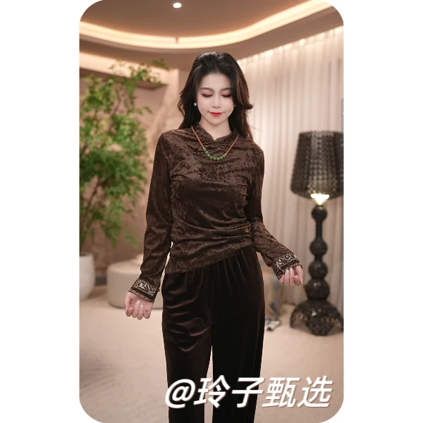 玲子自制（金秋佳人）原版！新中式国风气质高定秋季重工打底衫上衣