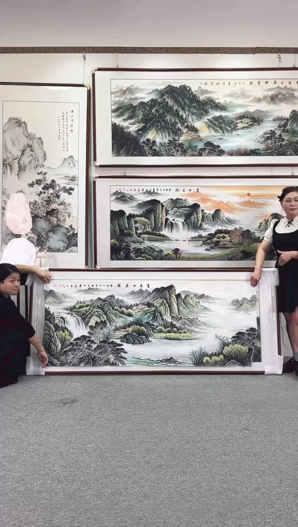 国画纯手绘220x90富春山居图
