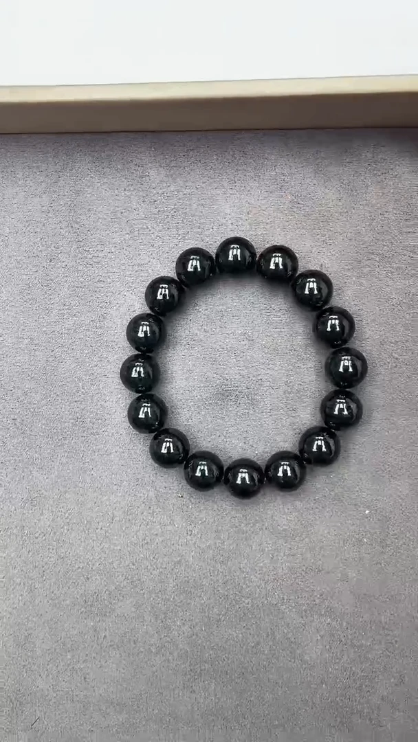 手串未镶嵌和田玉新疆塔县黑青14圆珠