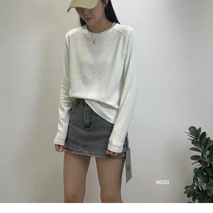 9033秋季纯色百搭简约白T（衣长56CM左右）