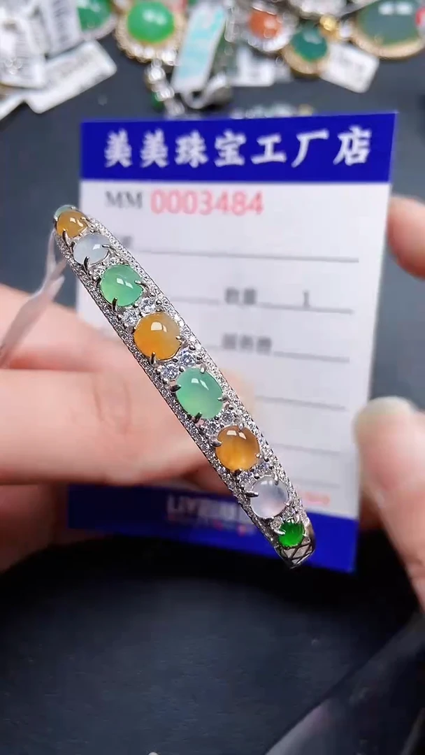 颈饰银S925镶嵌翡翠3484