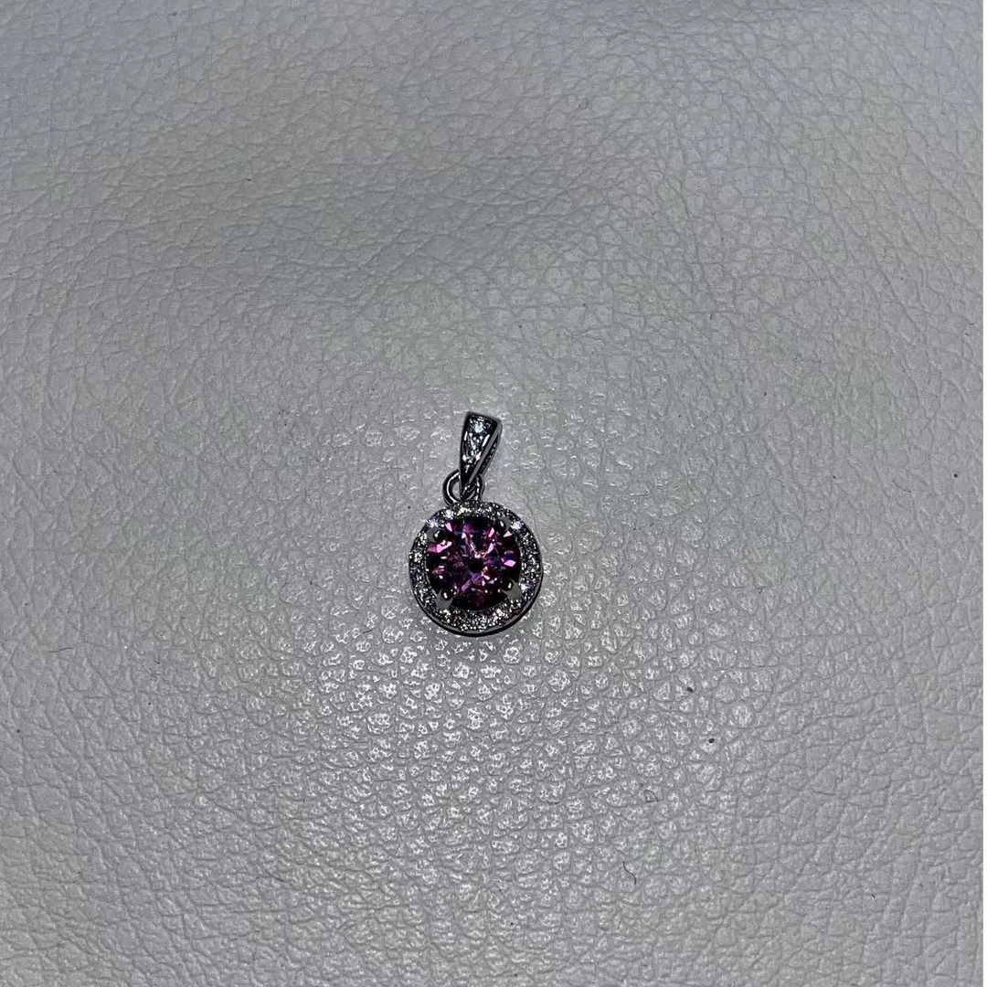 合金莫桑石吊坠 气质轻奢时尚百搭红色镶嵌坠链792