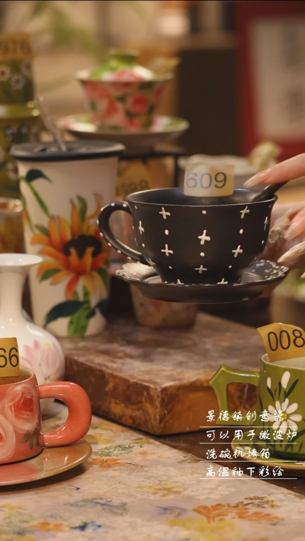 陶瓷景德镇高温手绘釉下彩设计师款式