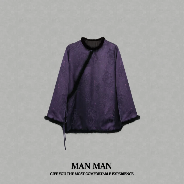 满满-『常念新中式貂毛边加棉国风衫』24380轻奢时尚重磅百搭