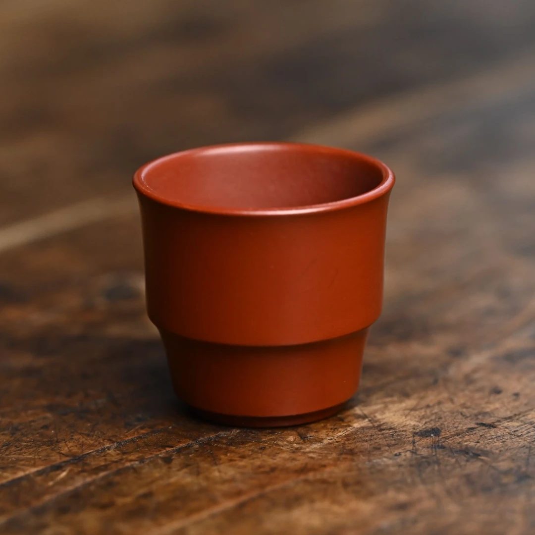 紫砂杯纯手工朱泥小容量品茗闻香杯直口茶道器具宜兴原矿家用茶杯