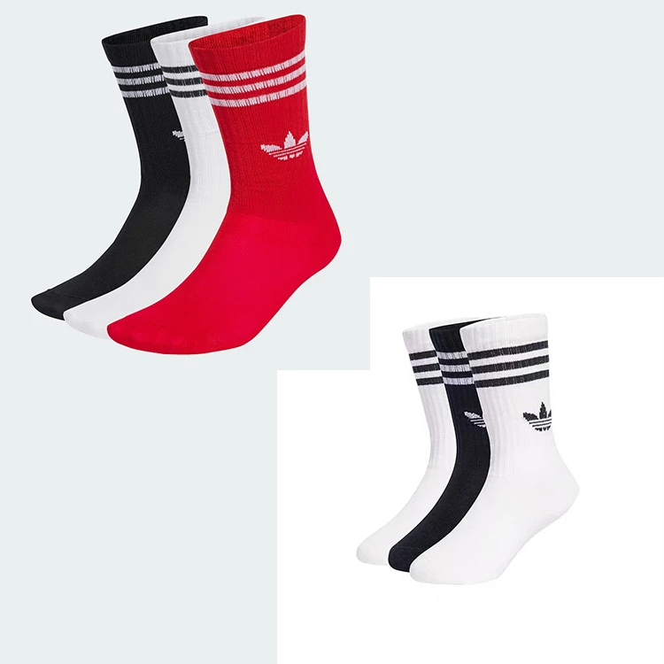 adidas阿迪达斯儿童袜子透气三双装舒适百搭运动袜 JW0332、JZ7496