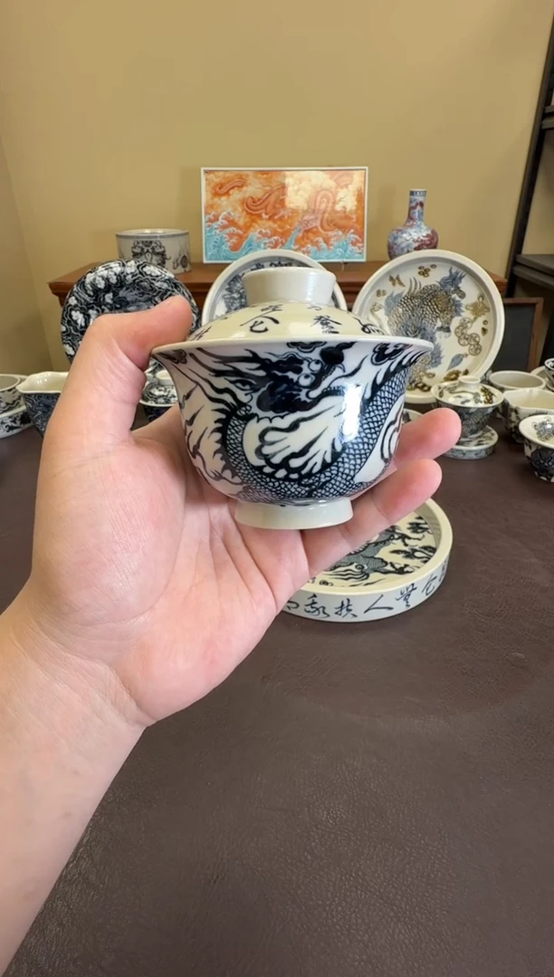 二号釉青云志盖碗