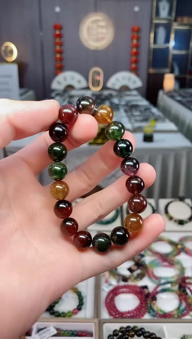 未镶嵌收藏级老矿碧玺单圈手串10mm+碧玺xion多样性发货一条