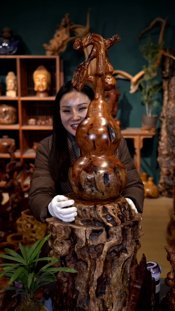 木丁雷击枣木葫芦+底座