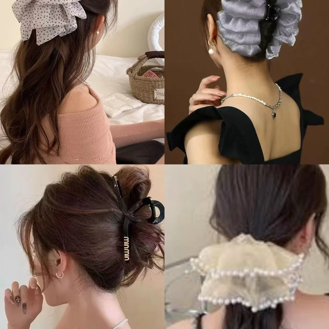 B201到B250蝴蝶结丸子头抓夹日韩发卡发夹发圈直播间下单按编号拍