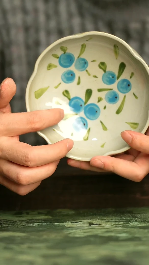 陶瓷青诗集手工手绘瓷器