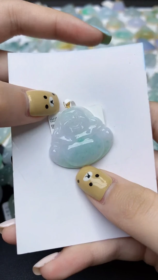 翡翠18K金镶嵌颈饰天然翡翠A货