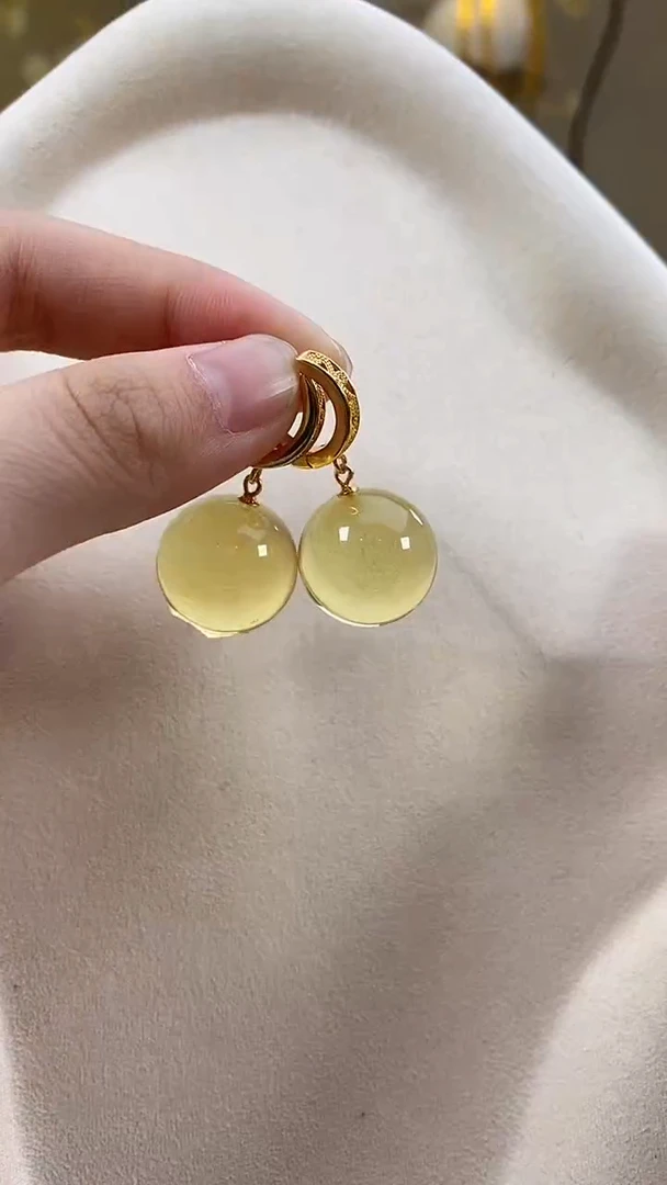 琥珀未镶嵌耳饰耳环耳环