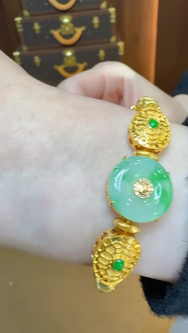 足金镶嵌手链翡翠多样性团购发一件