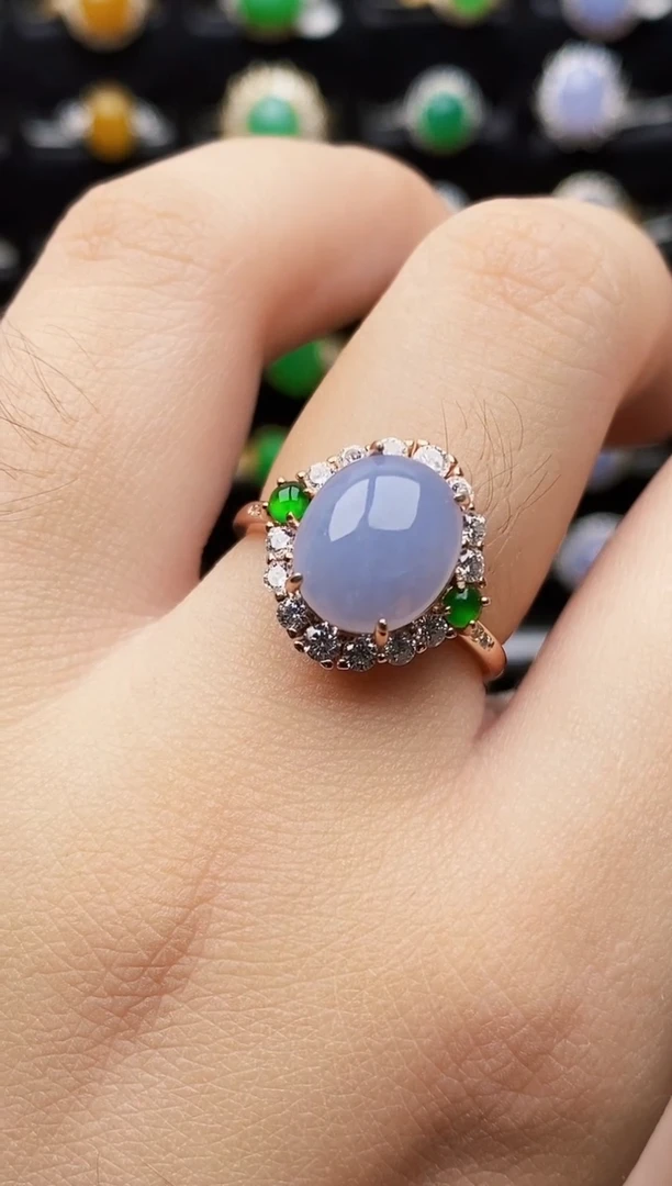 银S925镶嵌戒指翡翠9123