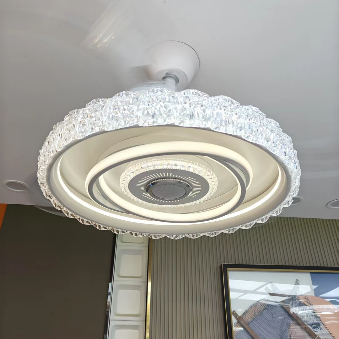 (7108)  水晶音响餐厅风扇灯轻奢新中式简约隐形大气书房房间创意