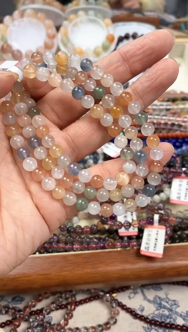未镶嵌手链水晶彩兔毛