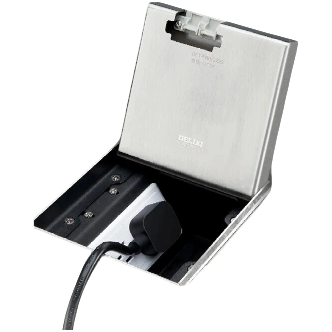 隐形插座超薄带开关不锈钢5孔纯平隐藏式地插