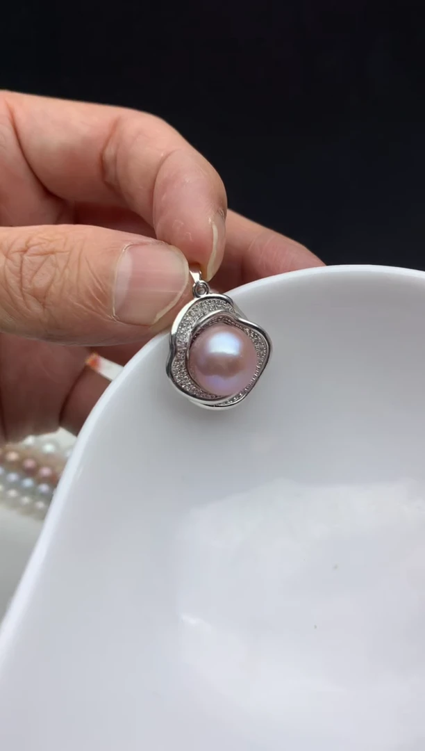 未镶嵌ff淡水珍珠紫珠吊坠（赠链）11~12mm