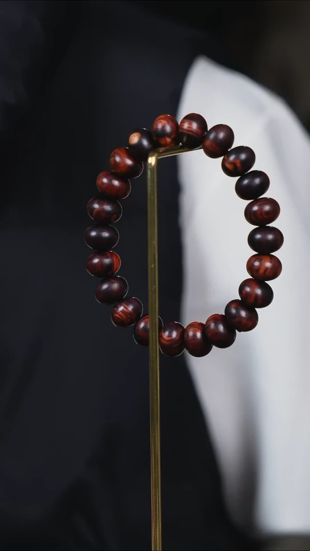 黄花梨/降香黄檀手串/手链SG001 海南红降12*15mm算盘珠单圈 微瑕