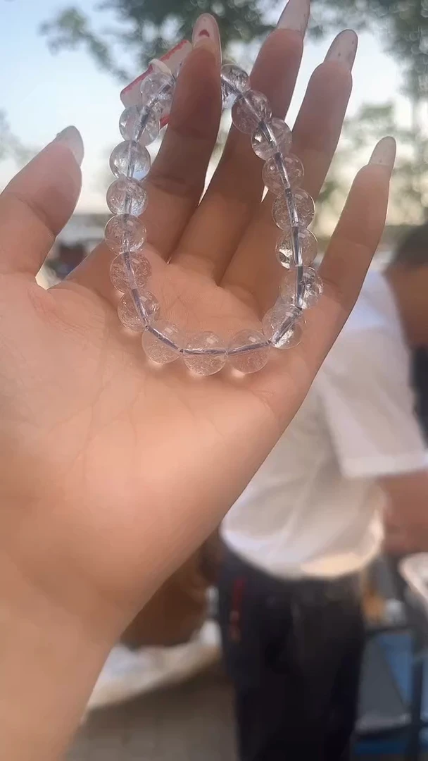 水晶手链未镶嵌天然白阿赛手串多样性发一10mm
