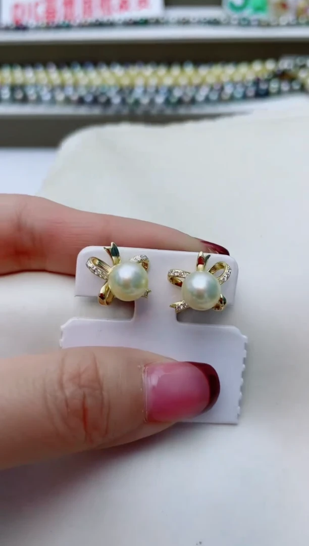 银S925镶嵌耳饰海水珍珠A26