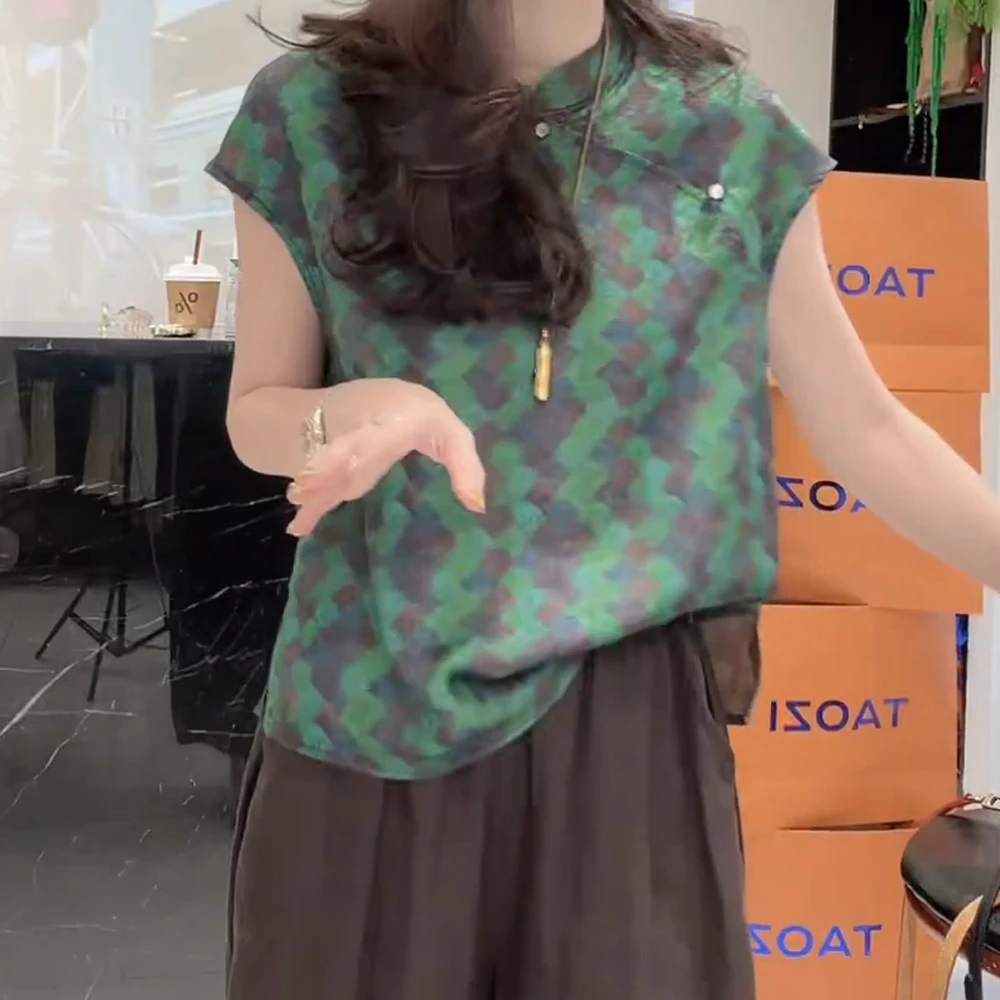 【翡翠绿】夏季设计感新中式气质优雅提花短袖衬衣