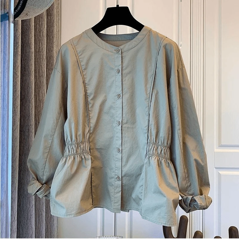 1813新款chic早春上衣欧洲站别致高级设计感小众法式白色衬衫女