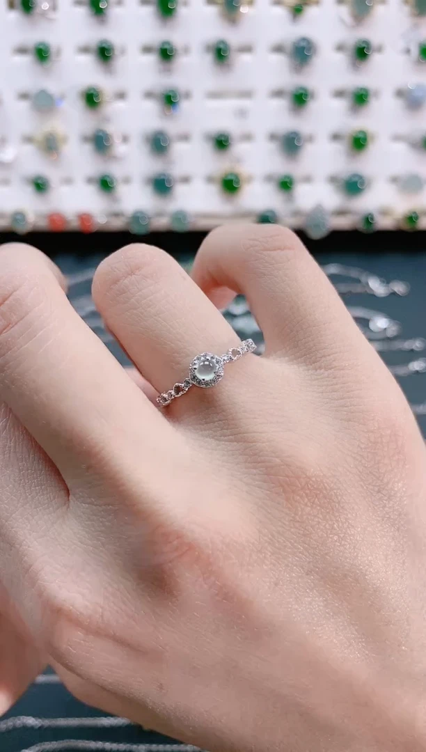 【闪购商品】翡翠戒指银S925镶嵌天然翡翠