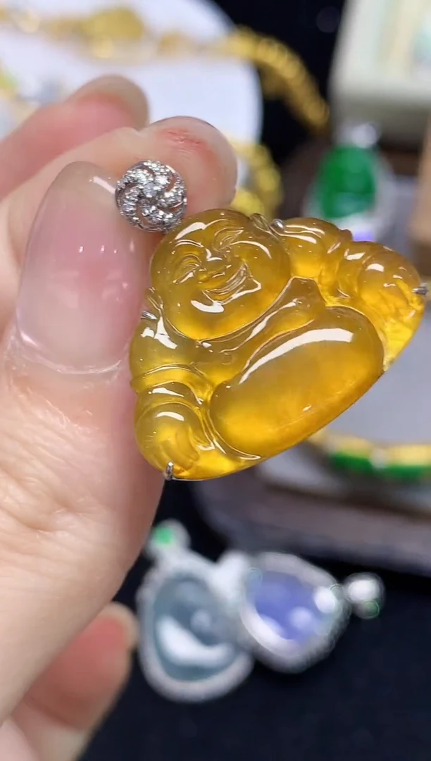 吊坠(不含链)18K金镶嵌翡翠LL多样性发其一