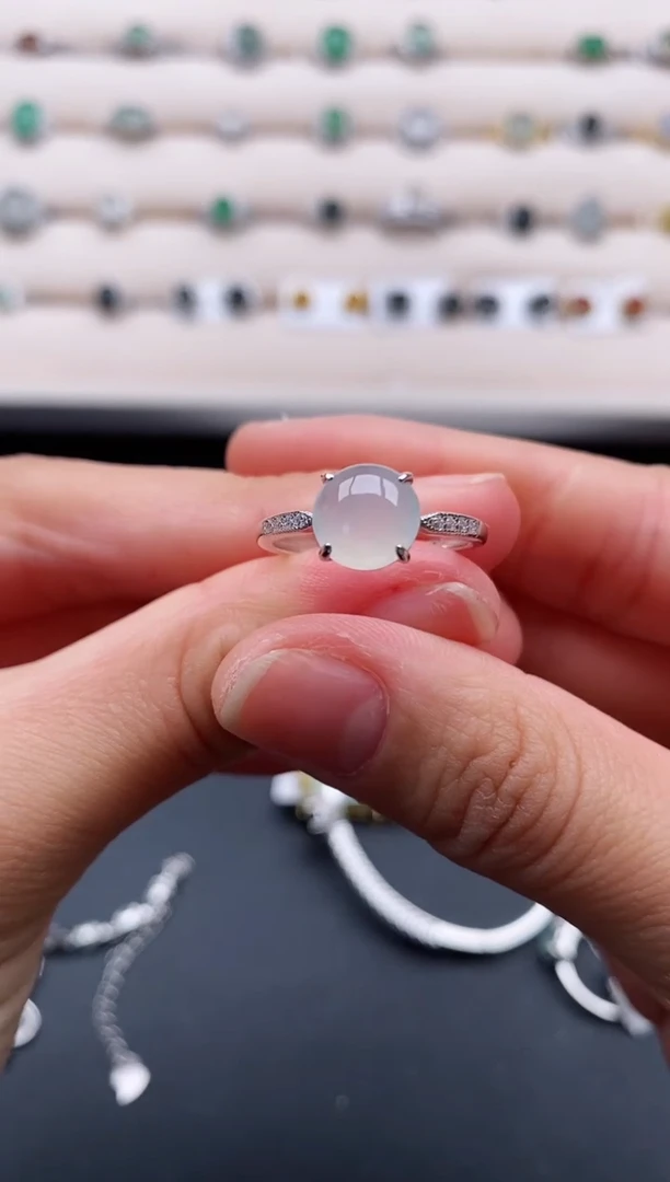 银S925镶嵌戒指翡翠2222222+3