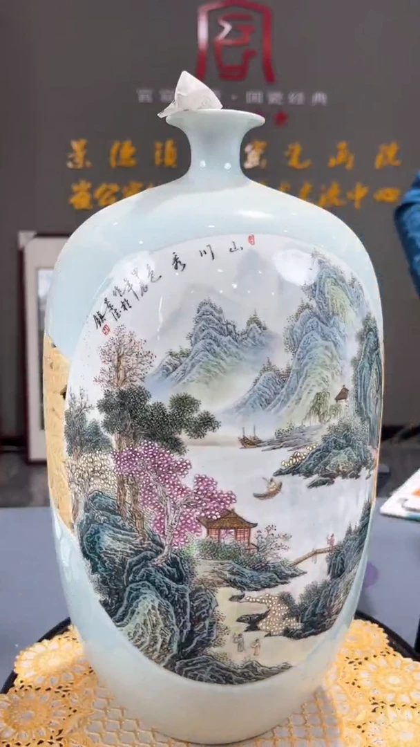 【闪购商品】官窑瓷画院370官窑瓷画院开窗山穿秀色赏瓶