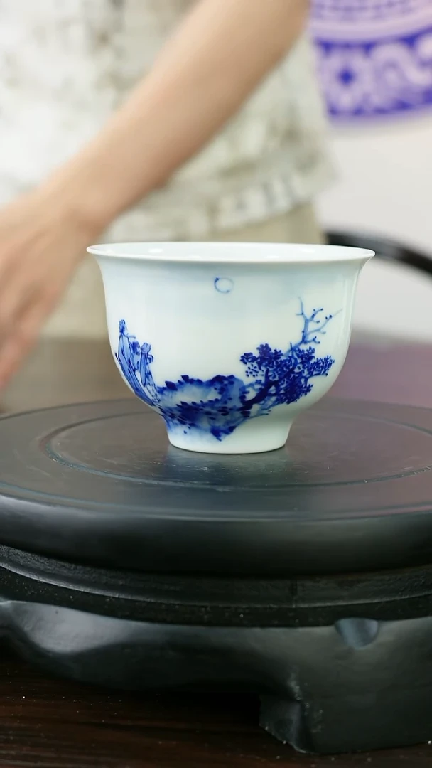 瓷015陶瓷jm青花问道主人杯