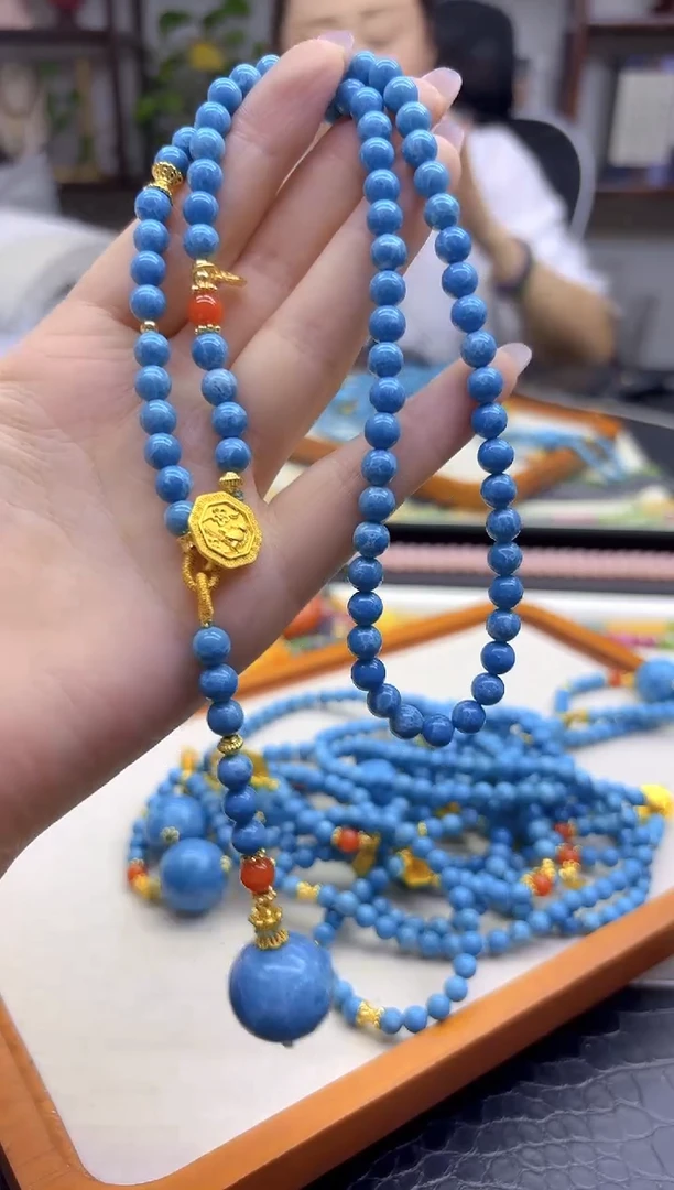 未镶嵌针钠钙石（海纹石）颈饰DIY款M431