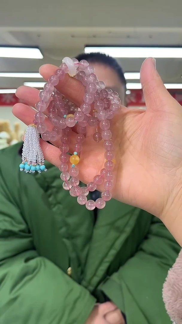 【闪购商品】石英质玉手链未镶嵌天然DIY草莓晶手串多样性发一8mm