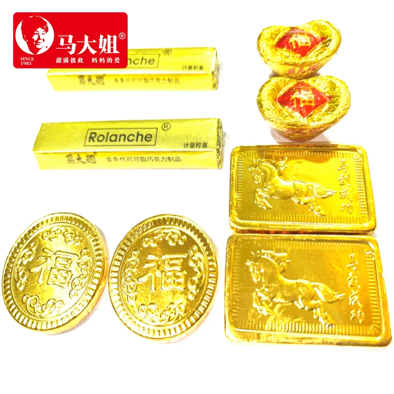 马大姐巧克力500g金币元宝金条马到成功形代可可脂糖果办公室零食