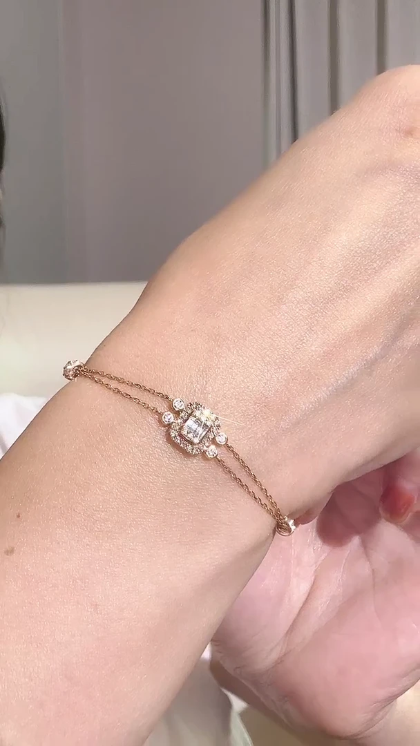 18K金镶嵌手链钻石方糖手链