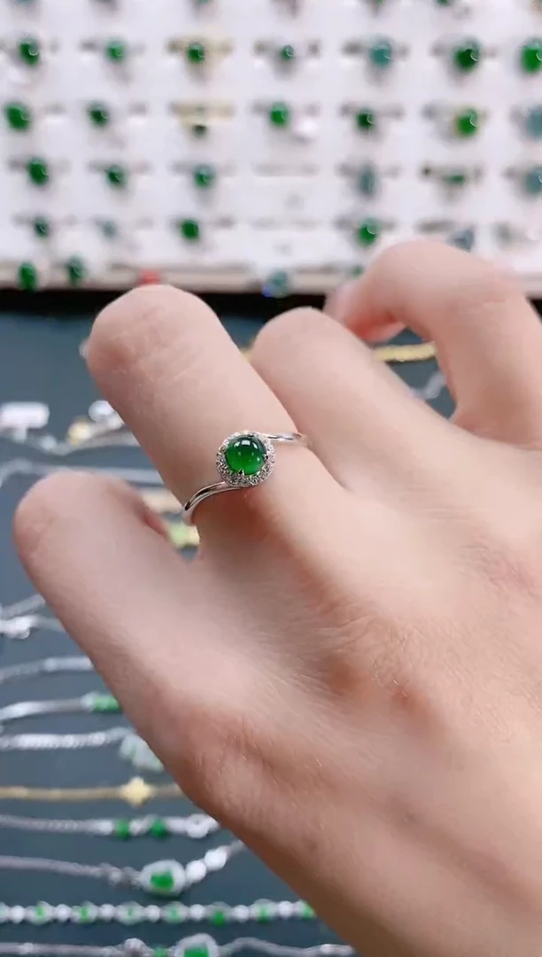 【闪购商品】翡翠戒指银S925镶嵌天然翡翠