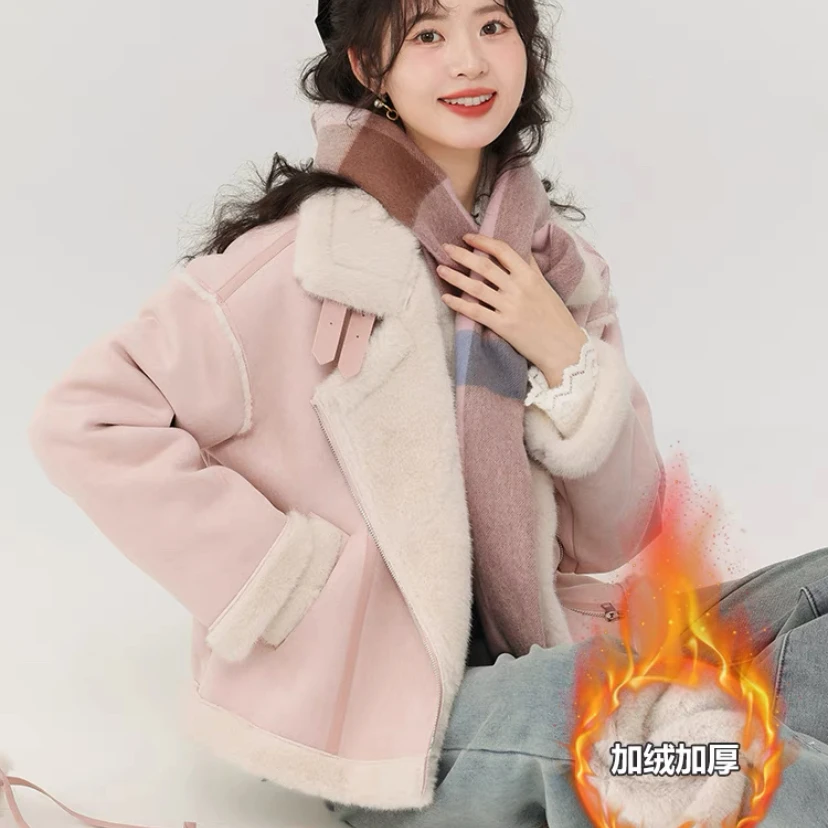 【影姐宠粉】正品加绒加厚麂皮外套新款机车服外套12203