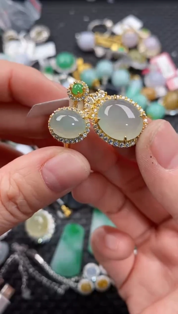 银S925镶嵌戒指翡翠444              7