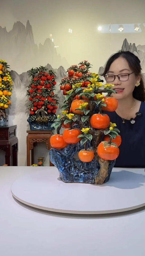 陶瓷事事如意柿子石湾陶