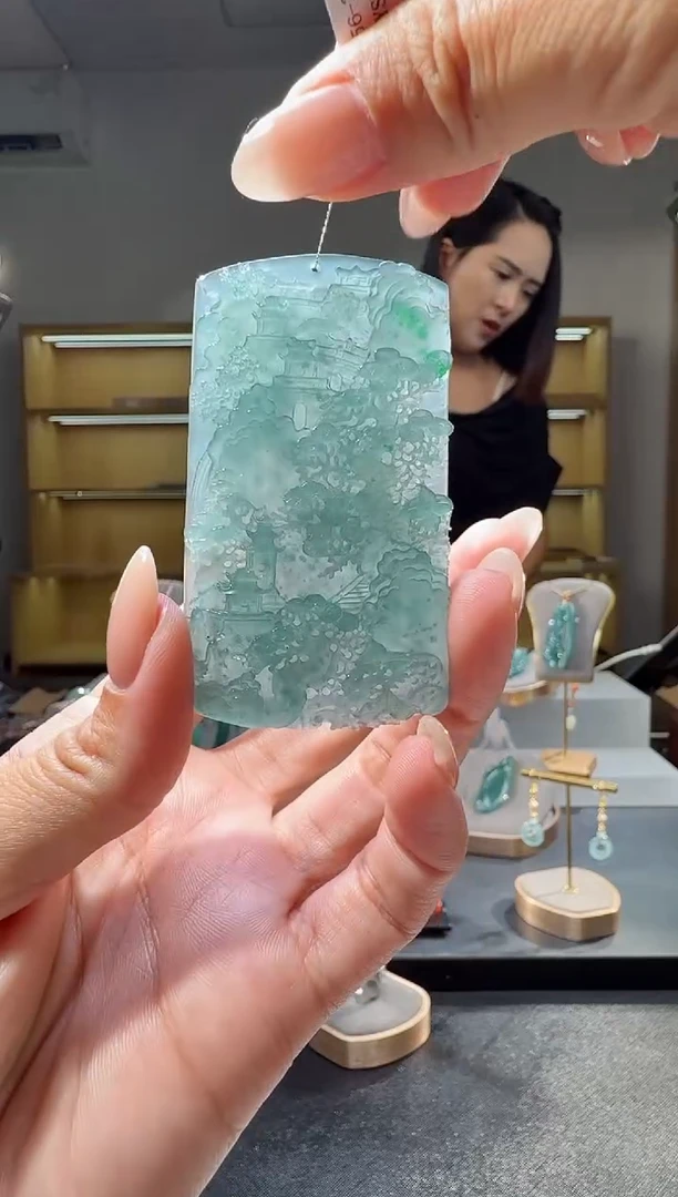 未镶嵌手镯翡翠山水牌