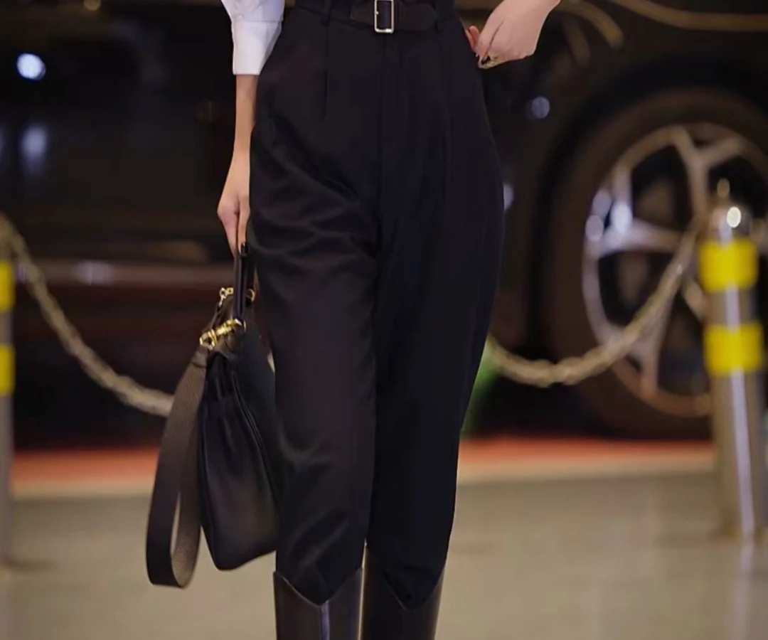 (文宣推荐）时髦高级显瘦洋气简约气质裤