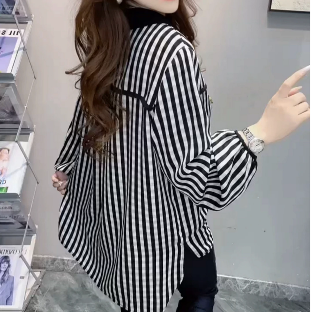 夏季时尚新款洋气显瘦女士条纹衬衫